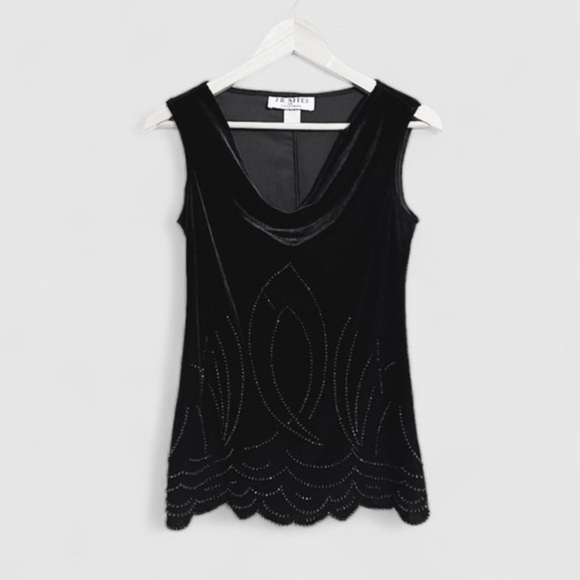 JR nites Vintage Tops - JR Nites Vintage Velvet Beaded Cocktail Top